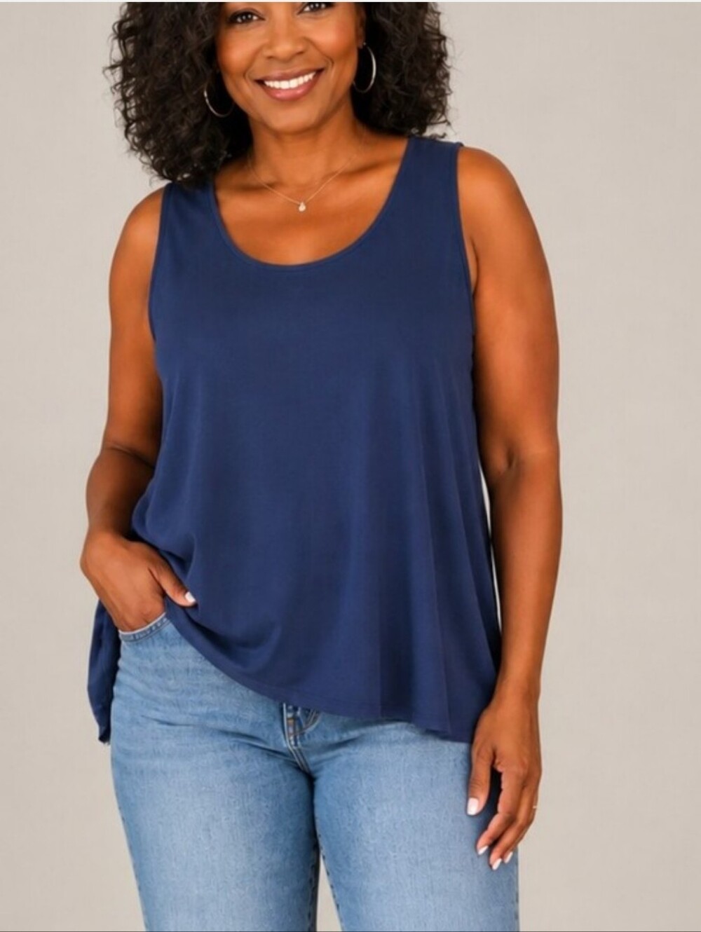 Eileen Fisher 2X Teal Slinky Sleeveless Tank Top Casual Minimalist Made In USA